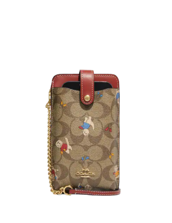 Coach Phone Crossbody In Signature Canvas With Cat Mittens Print