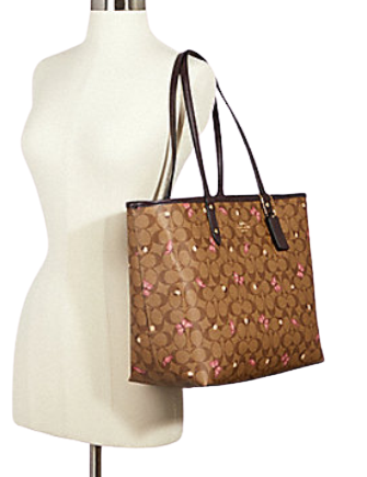 Coach Reversible City Tote in Signature Canvas With Butterfly Print