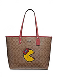Coach Reversible City Tote in Signature Canvas with Ms Pac Man