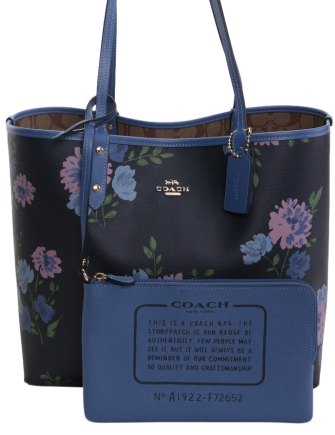 Coach Reversible City Tote in Signature Canvas With Peony Print