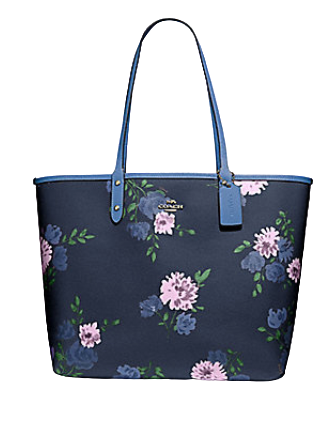 Coach Reversible City Tote in Signature Canvas With Peony Print