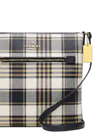 Coach Rowan File Bag With Garden Plaid Print