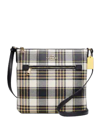 Coach Rowan File Bag With Garden Plaid Print