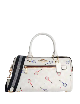 Coach Rowan Satchel In Signature Canvas With Racquet Print