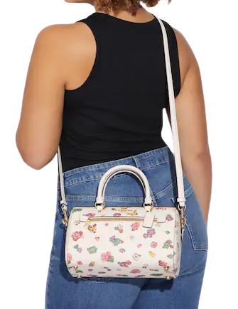 Coach Rowan Satchel With Spaced Floral Field Print