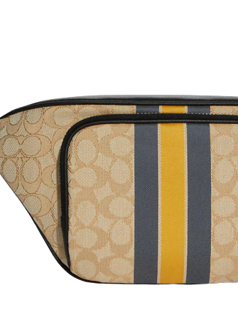 Coach Thompson Belt Bag In Signature Jacquard With Varsity Stripe
