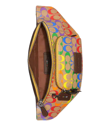 Coach Track Belt Bag In Rainbow Signature Canvas