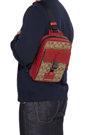 Coach Track Pack In Colorblock Signature Canvas
