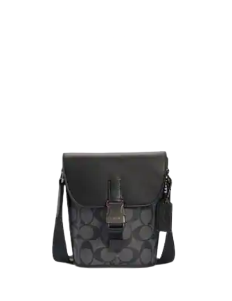 Coach Track Small Flap Crossbody In Signature Canvas