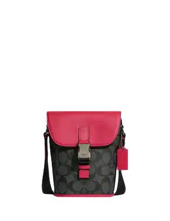 Coach Track Small Flap Crossbody In Signature Canvas