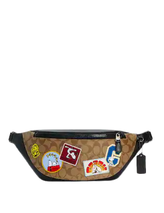 Coach X Peanuts Warren Belt Bag In Signature Canvas With Varsity Patches