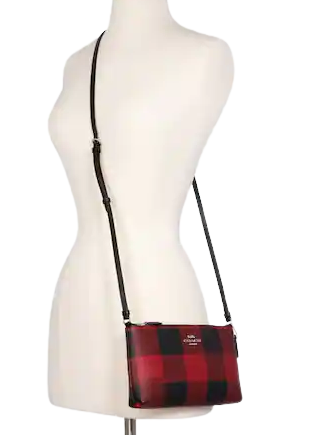 Coach Zip Top Crossbody With Buffalo Plaid Print