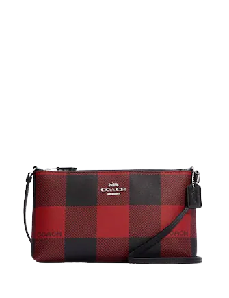 Coach Zip Top Crossbody With Buffalo Plaid Print