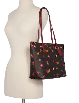 Coach Zip Top Tote In Signature Canvas With Ornament Print
