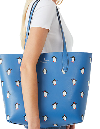 Kate Spade New York Arctic Friends Penguin Large Reversible Tote Bag