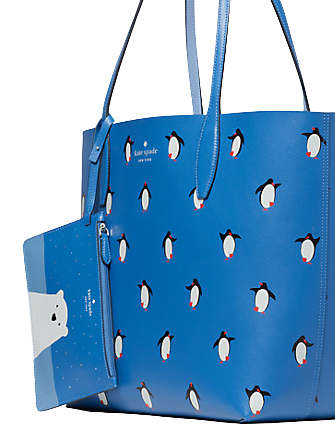 Kate Spade New York Arctic Friends Penguin Large Reversible Tote Bag