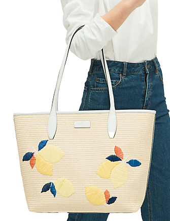 Kate Spade New York Ash Straw Lemon Zest Large Tote