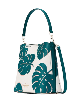Kate Spade New York Darcy Monstera Leave Printed Small Bucket Bag