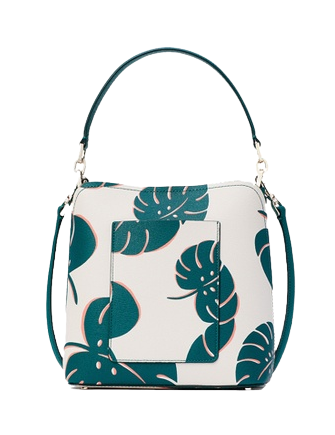 Kate Spade New York Darcy Monstera Leave Printed Small Bucket Bag