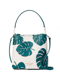 Kate Spade New York Darcy Monstera Leave Printed Small Bucket Bag
