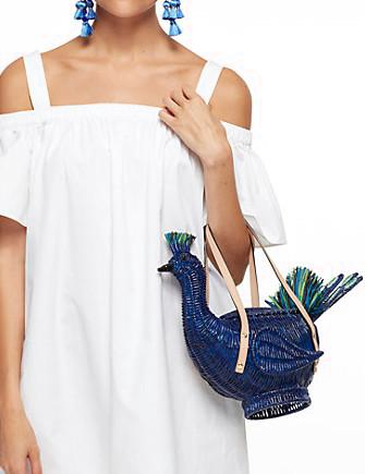 Kate Spade New York Full Plume Wicker Peacock Satchel