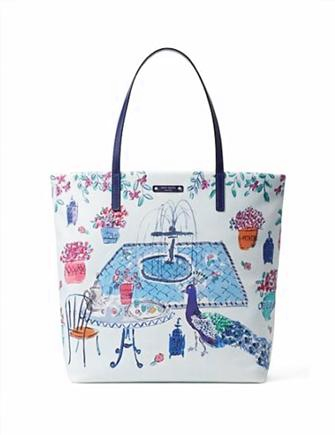 Kate Spade New York Liberty Street Full Plume Peacock Bird Bon Shopper
