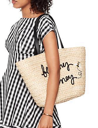 Kate Spade New York Picnic Perfect Straw Bee Tote