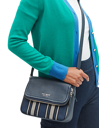 Kate Spade New York Run Around Canvas Stripe Large Flap Crossbody