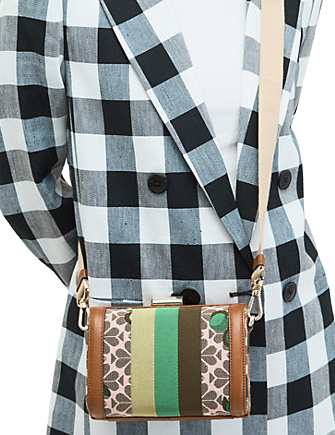 Kate Spade New York Spade Flower Jacquard Bijou Cherry Tricolor Stripe Medium Crossbody