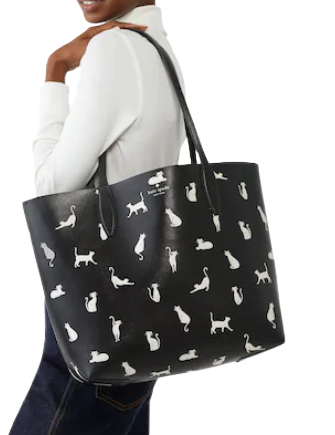 Kate Spade New York Whiskers Large Reversible Cat Tote Bag