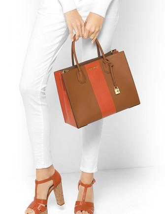 Michael Michael Kors Center Stripe Mercer Large Convertible Tote