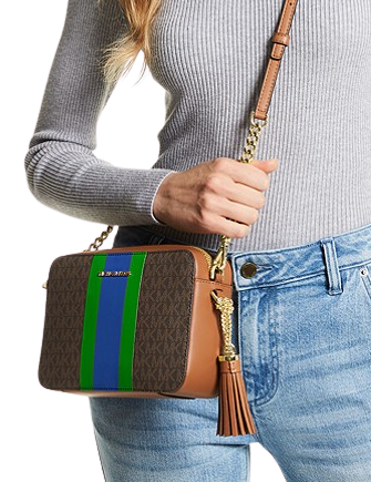 Michael Michael Kors Jet Set Medium Logo Stripe Camera Bag