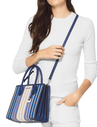 Michael Michael Kors Mercer Accordion Leather & Straw Tote