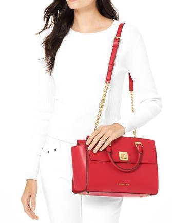 Michael Michael Kors Sylvia Crossgrain Leather Top Zip Satchel