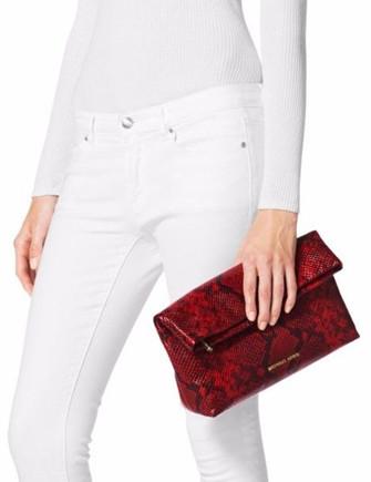 Michael Michael Kors Daria Foldover Python Embossed Clutch