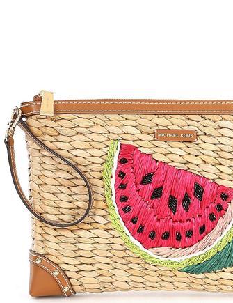 Michael Michael Kors Malibu Straw Zip Clutch